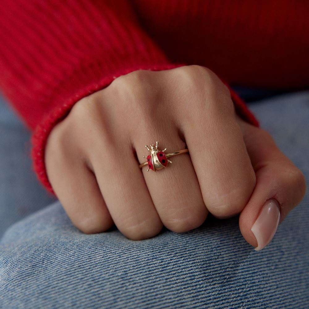 Uğur Böceği Mineli Yüzük