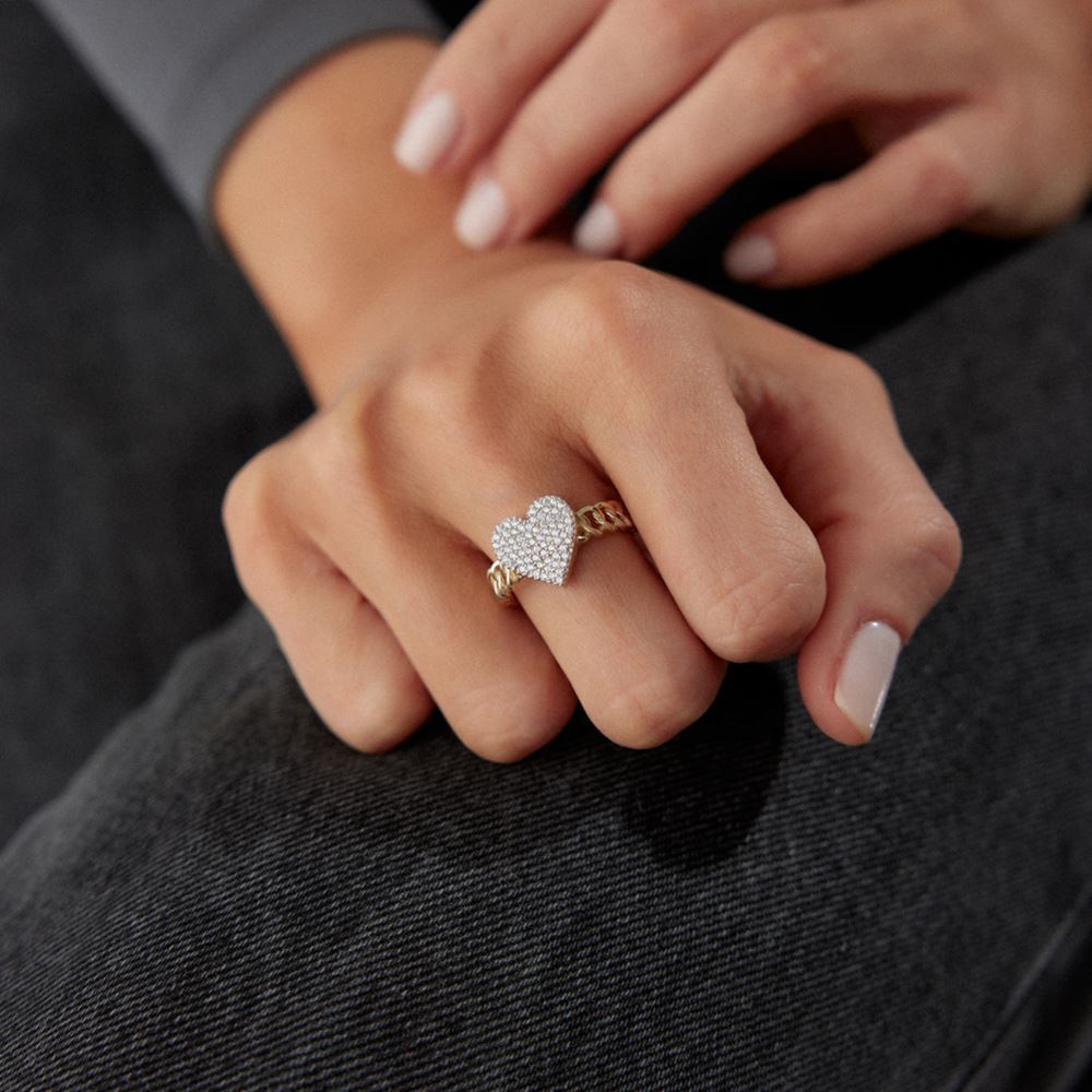 Kalp Burgu Taşlı Yüzük