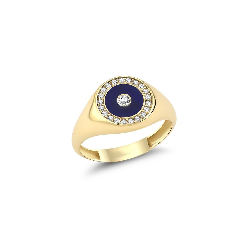 Şovalye Tasarım Yuvarlak Mineli Taşlı Yüzük